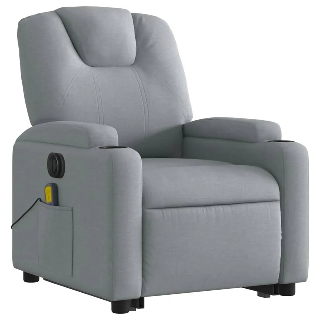 Electric Stand up Massage Recliner Chair Light Grey Fabric 3205536