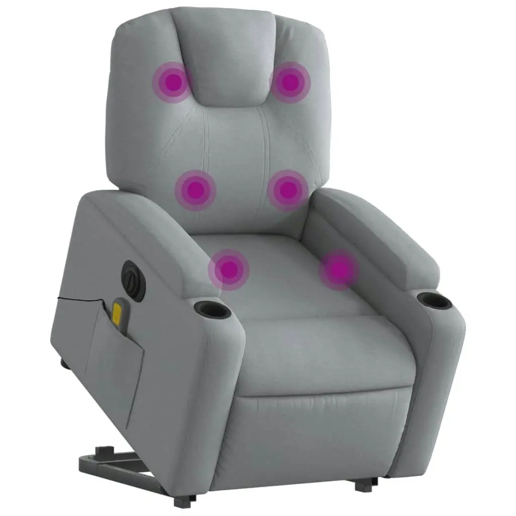 Electric Stand up Massage Recliner Chair Light Grey Fabric 3205536