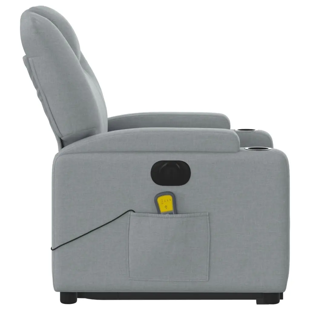 Electric Stand up Massage Recliner Chair Light Grey Fabric 3205536