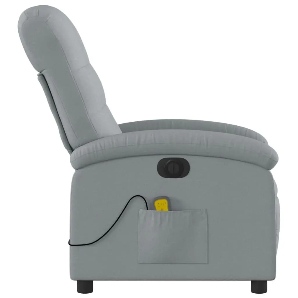 Electric Massage Recliner Chair Light Grey Fabric 3205392