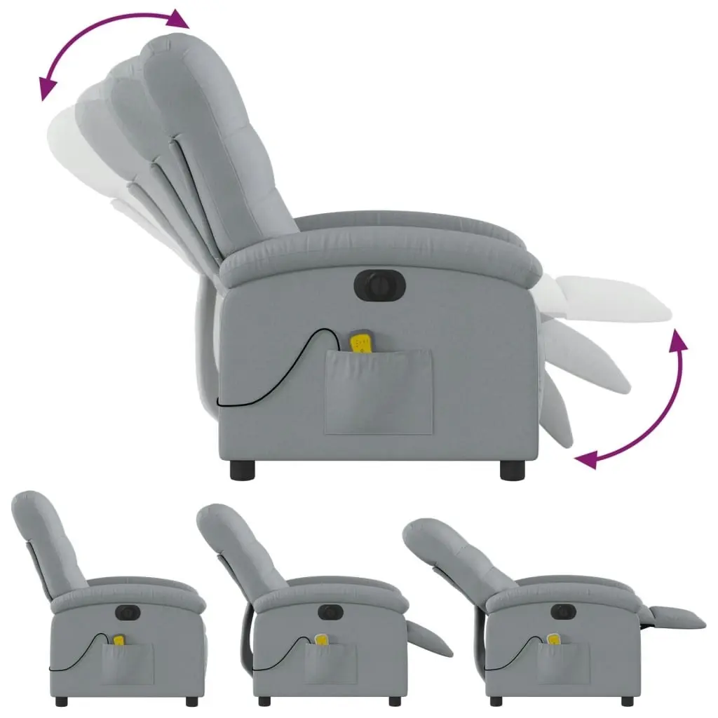 Electric Massage Recliner Chair Light Grey Fabric 3205392