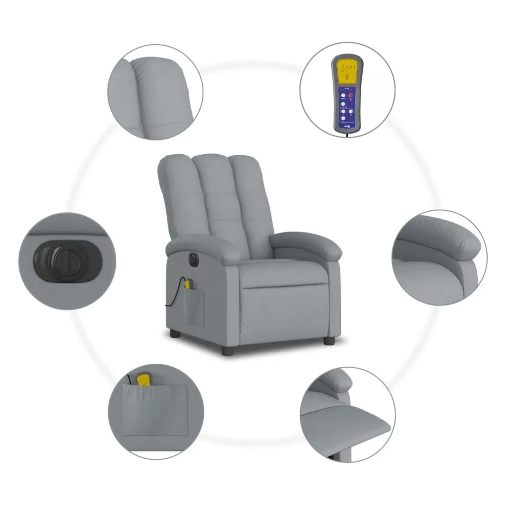 Electric Massage Recliner Chair Light Grey Fabric 3205392