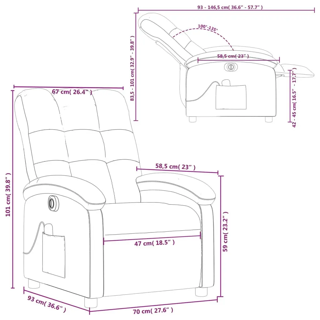 Electric Massage Recliner Chair Light Grey Fabric 3205392