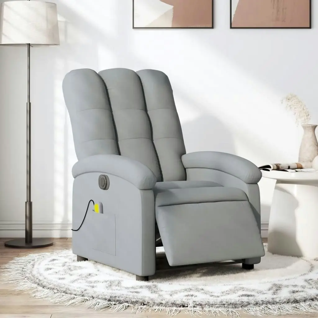 Electric Massage Recliner Chair Light Grey Fabric 3205392