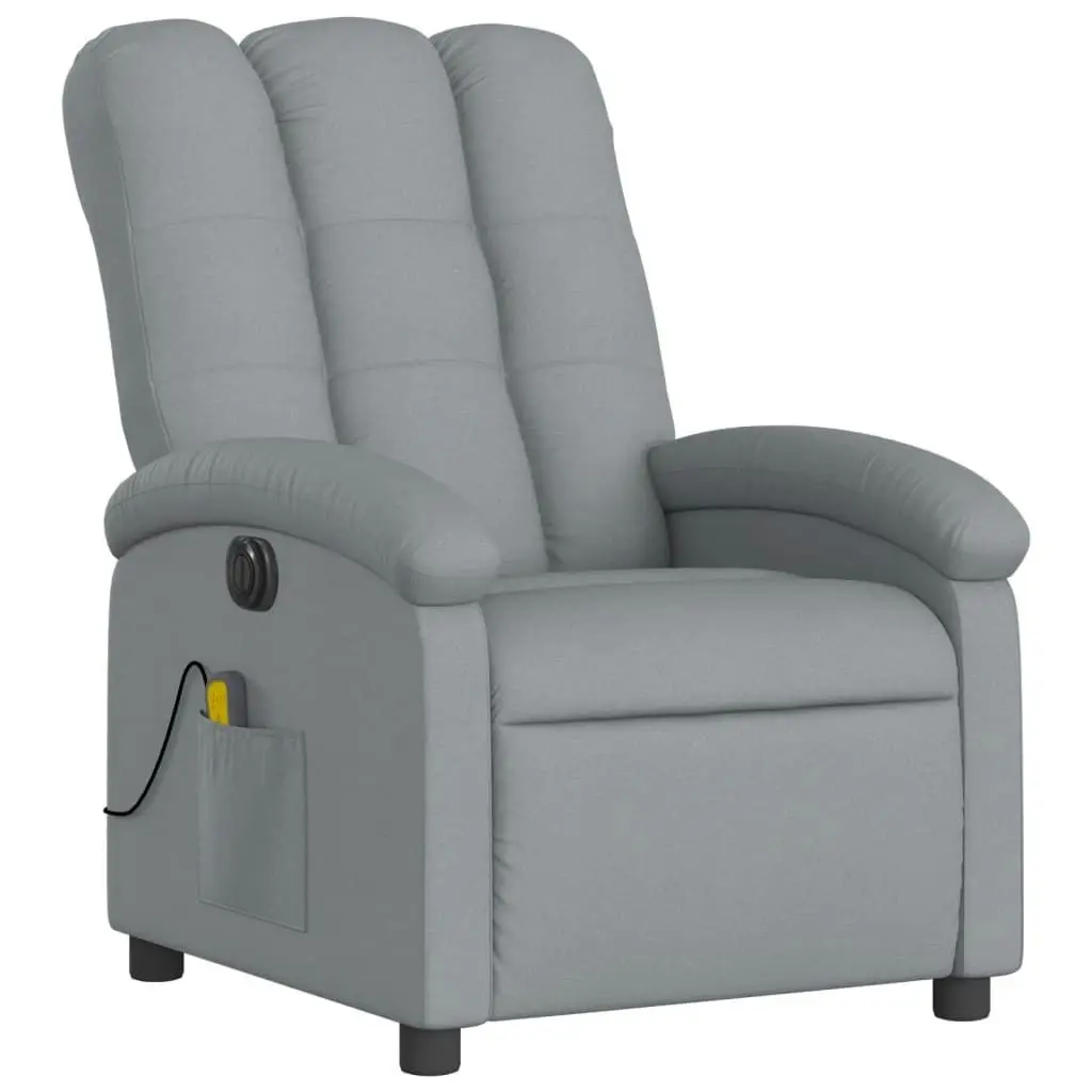 Electric Massage Recliner Chair Light Grey Fabric 3205392