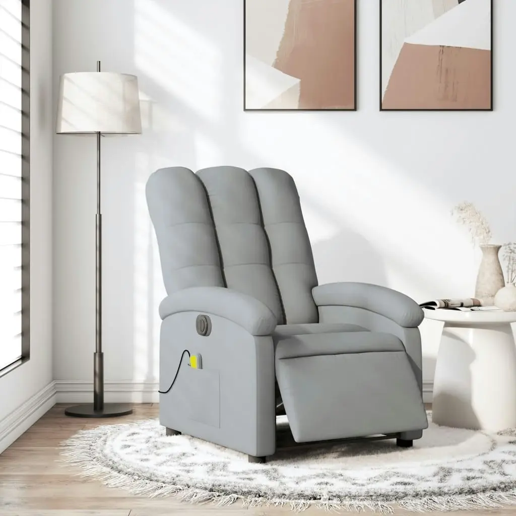 Electric Massage Recliner Chair Light Grey Fabric 3205392