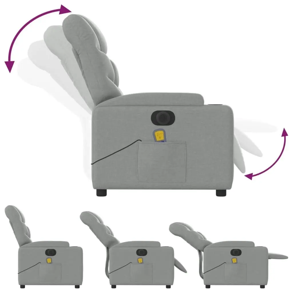 Electric Massage Recliner Chair Light Grey Fabric 3205620