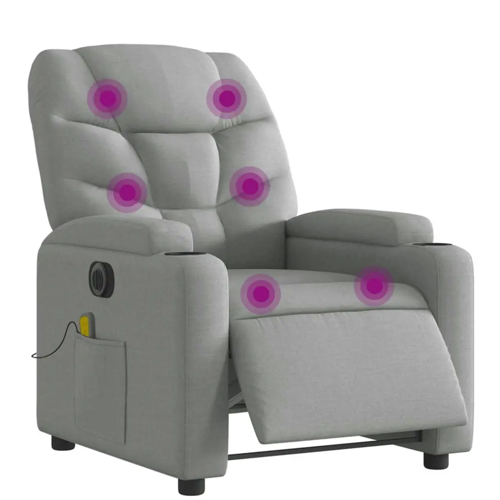 Electric Massage Recliner Chair Light Grey Fabric 3205620