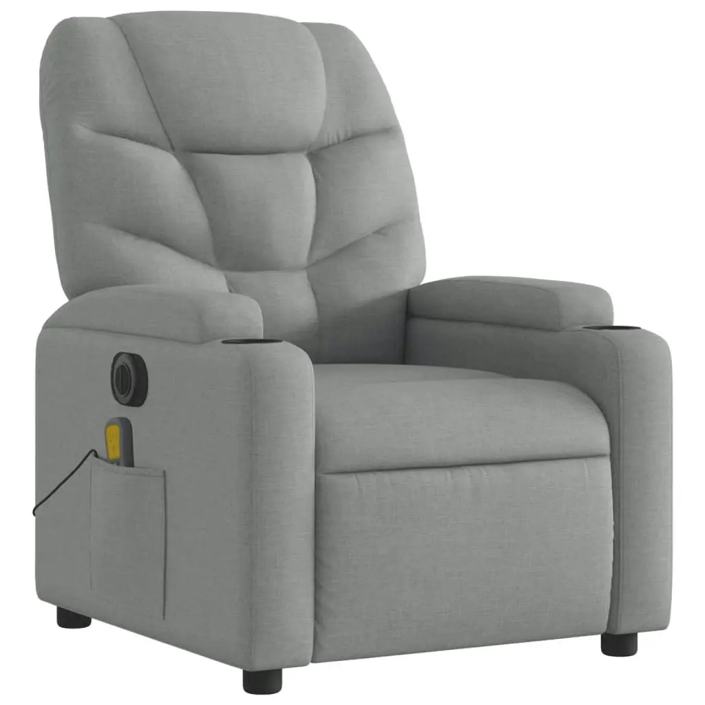 Electric Massage Recliner Chair Light Grey Fabric 3205620