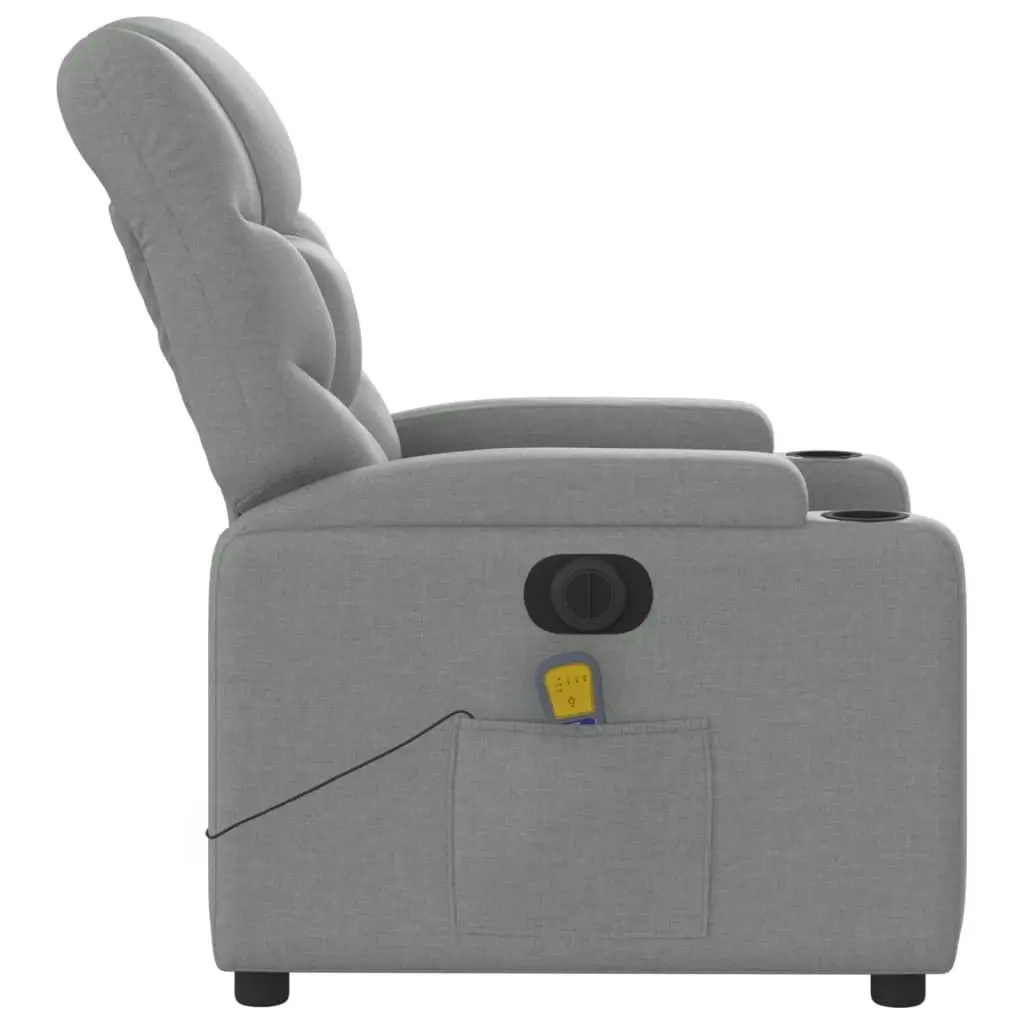 Electric Massage Recliner Chair Light Grey Fabric 3205620