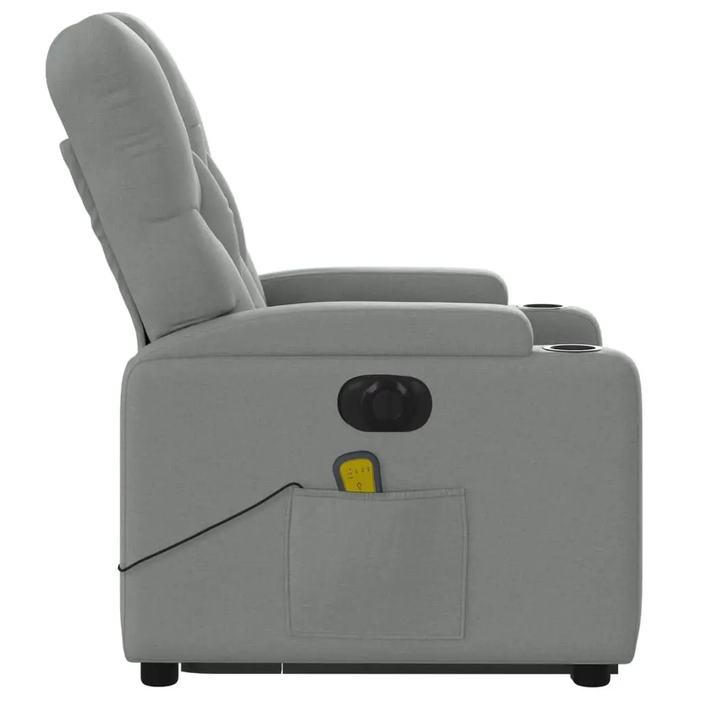 Electric Stand up Massage Recliner Chair Light Grey Fabric 3205673