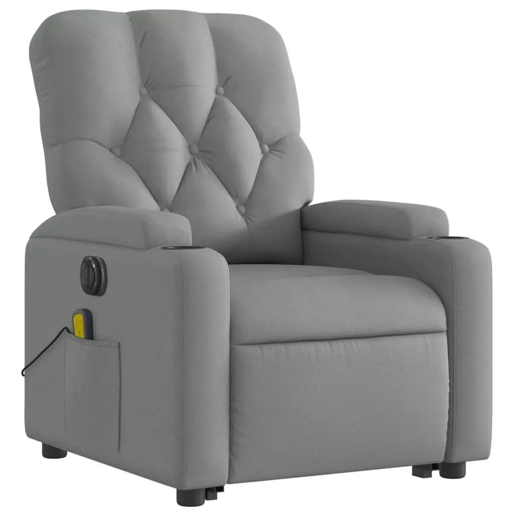 Electric Stand up Massage Recliner Chair Light Grey Fabric 3205673