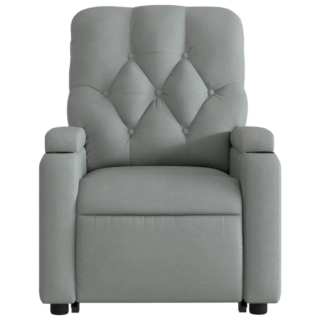 Electric Stand up Massage Recliner Chair Light Grey Fabric 3205673