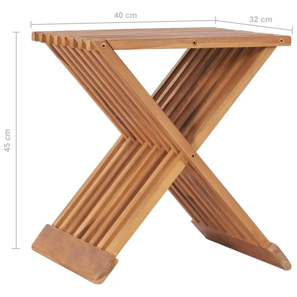 Folding Stool 40x32x45 cm Solid Teak Wood 48992