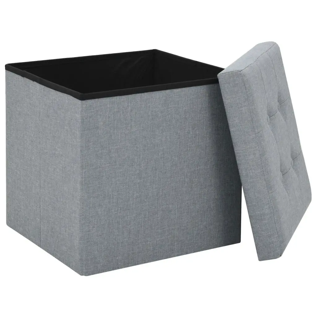 Folding Storage Stools 2 pcs Light Grey Faux Linen 247080