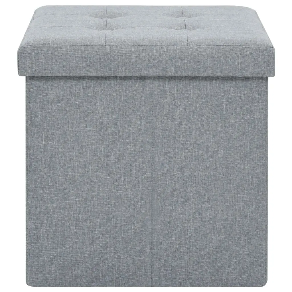 Folding Storage Stools 2 pcs Light Grey Faux Linen 247080