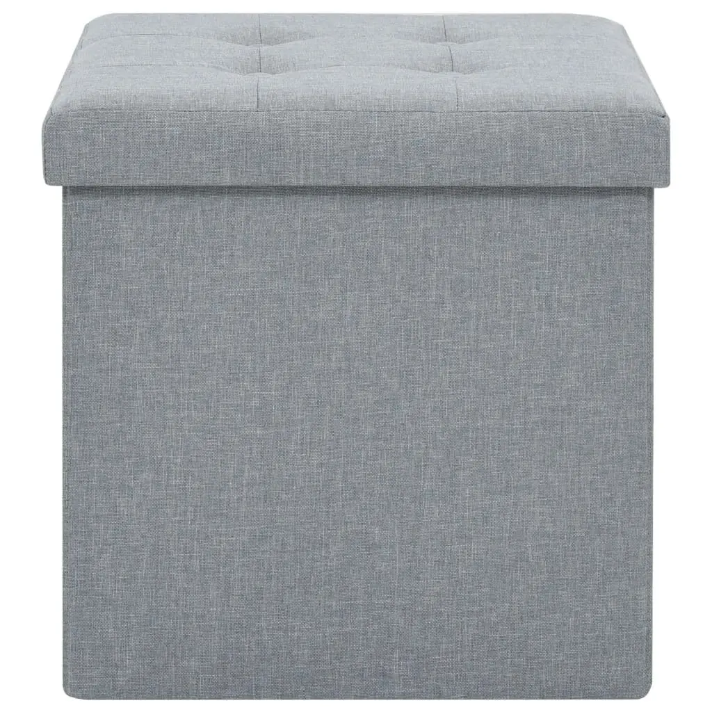 Folding Storage Stools 2 pcs Light Grey Faux Linen 247080