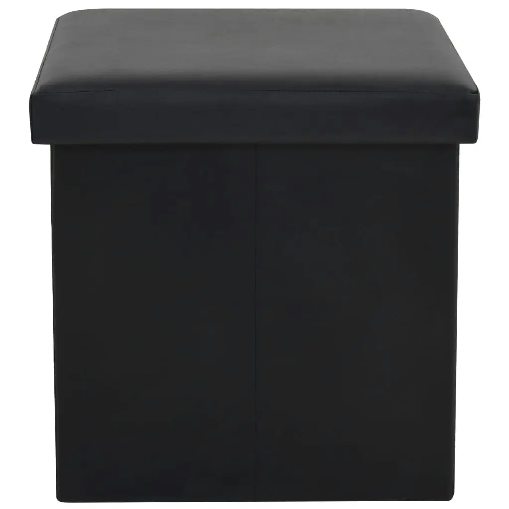 Folding Storage Stool Black Faux Leather 247081