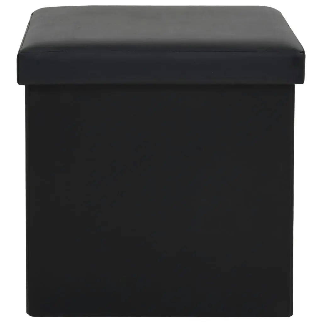 Folding Storage Stool Black Faux Leather 247081