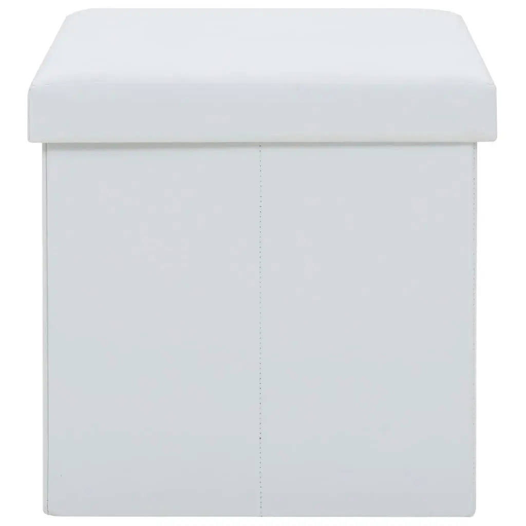 Folding Storage Stool White Faux Leather 247082