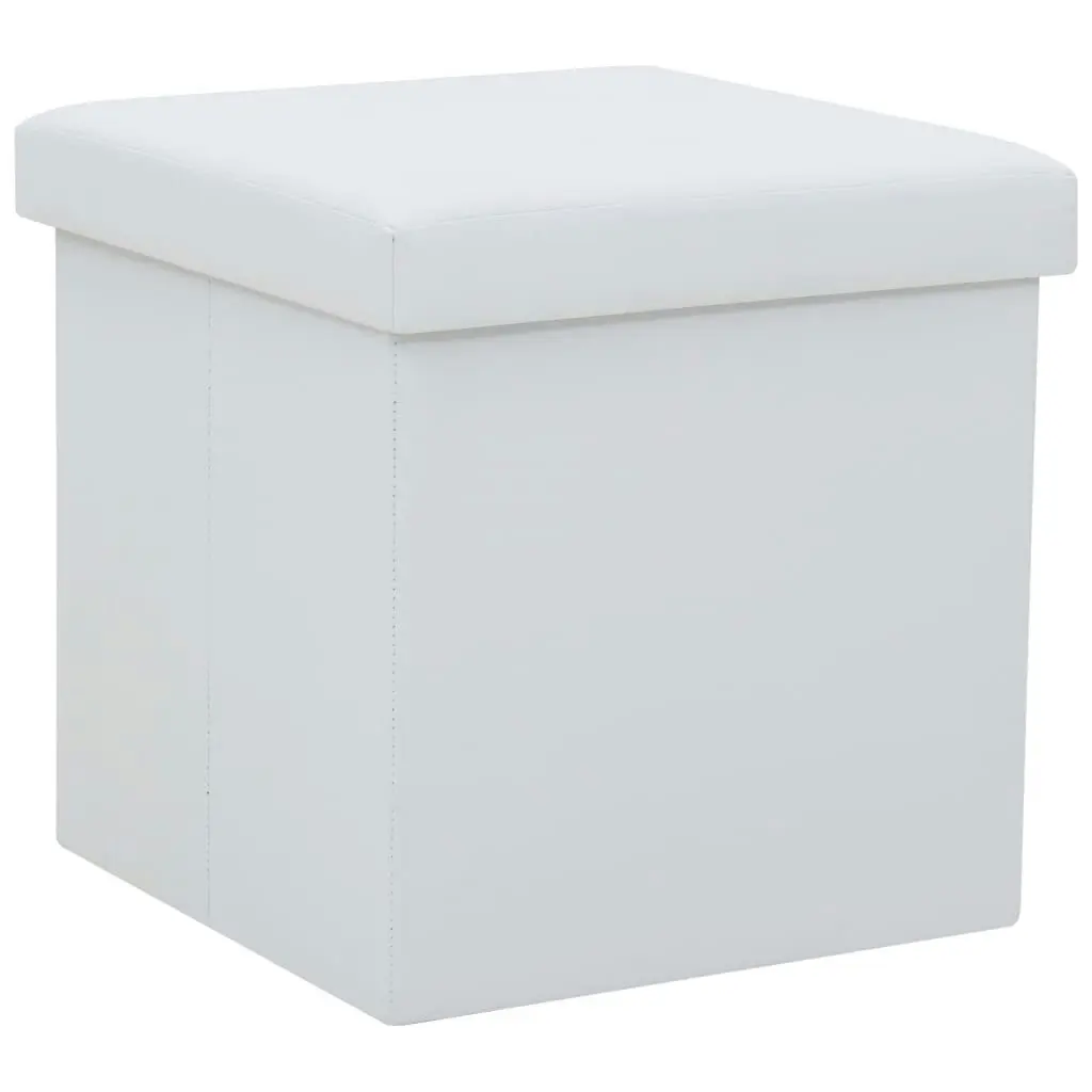 Folding Storage Stools 2 pcs White Faux Leather 247084