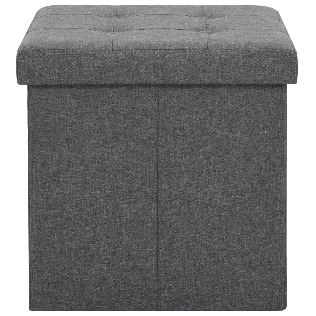 Folding Storage Stools 2 pcs Dark Grey Faux Linen 247079