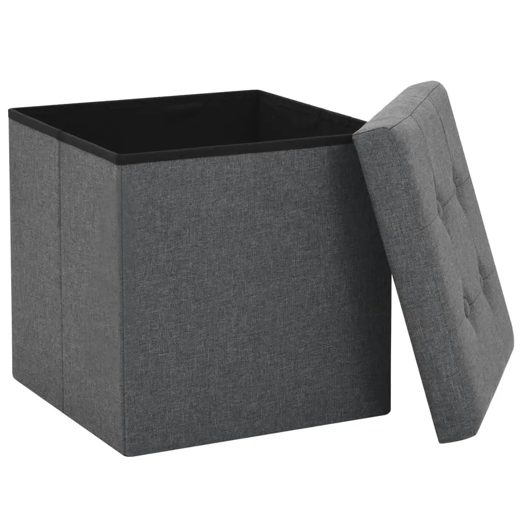 Folding Storage Stools 2 pcs Dark Grey Faux Linen 247079