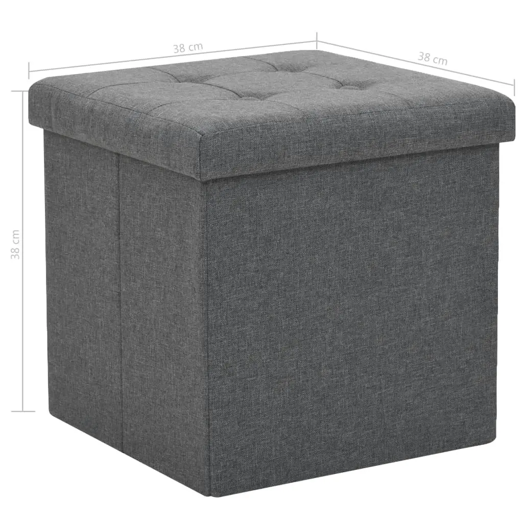 Folding Storage Stools 2 pcs Dark Grey Faux Linen 247079