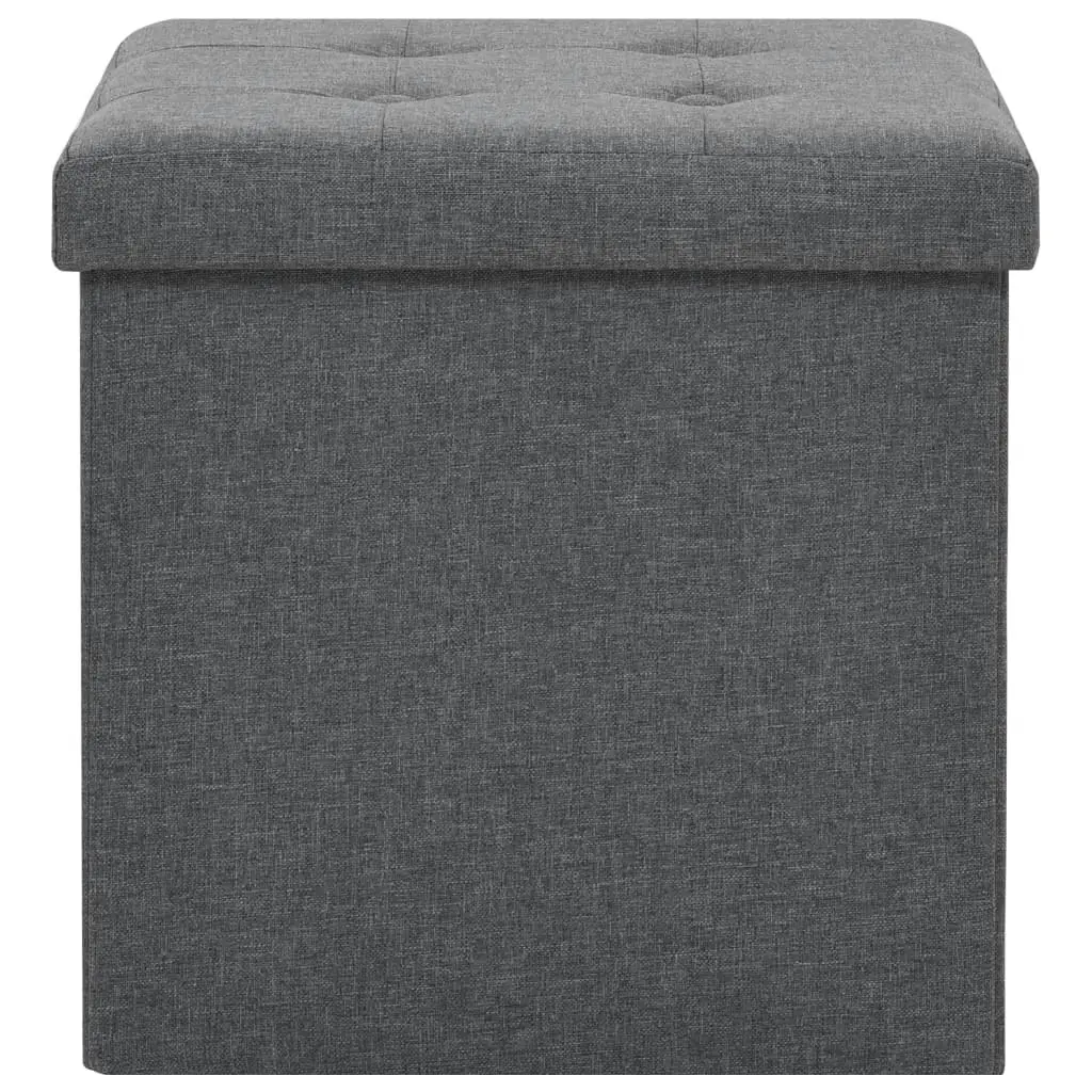 Folding Storage Stools 2 pcs Dark Grey Faux Linen 247079