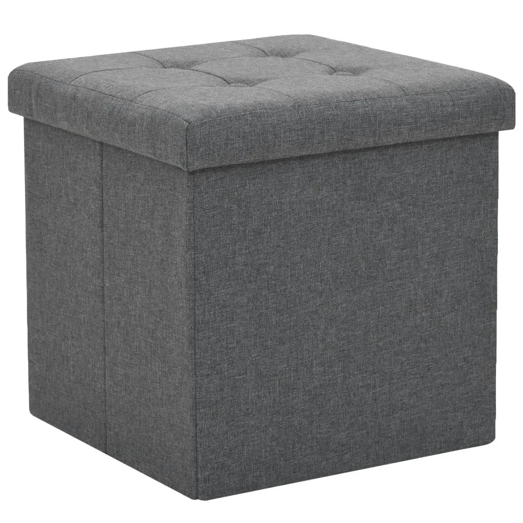 Folding Storage Stools 2 pcs Dark Grey Faux Linen 247079