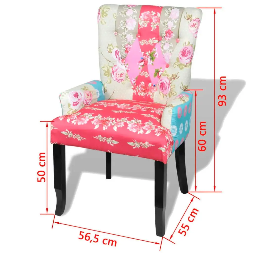 French Chair with Patchwork Design Fabric 240649