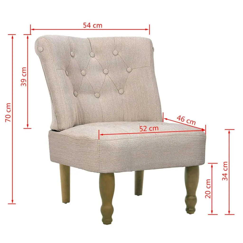 French Chairs 2 pcs Cream Fabric 240288