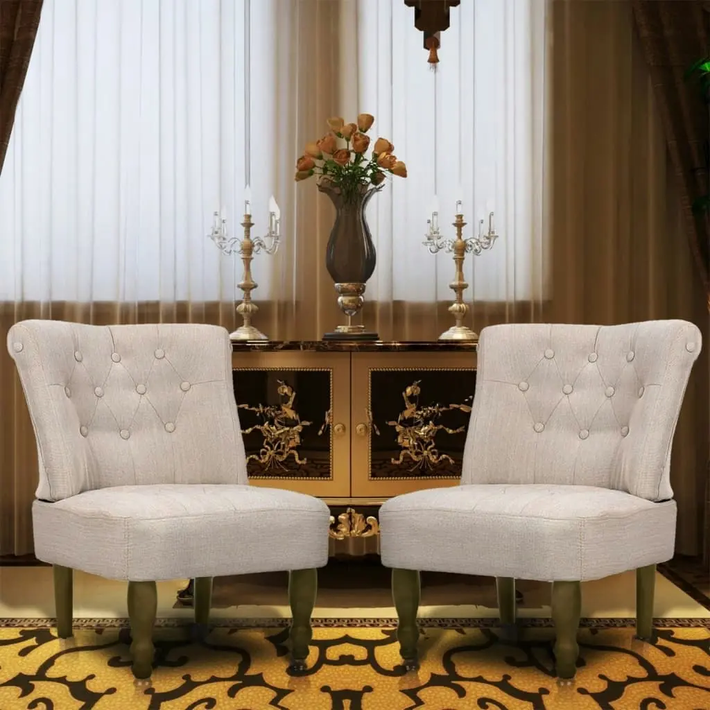 French Chairs 2 pcs Cream Fabric 240288