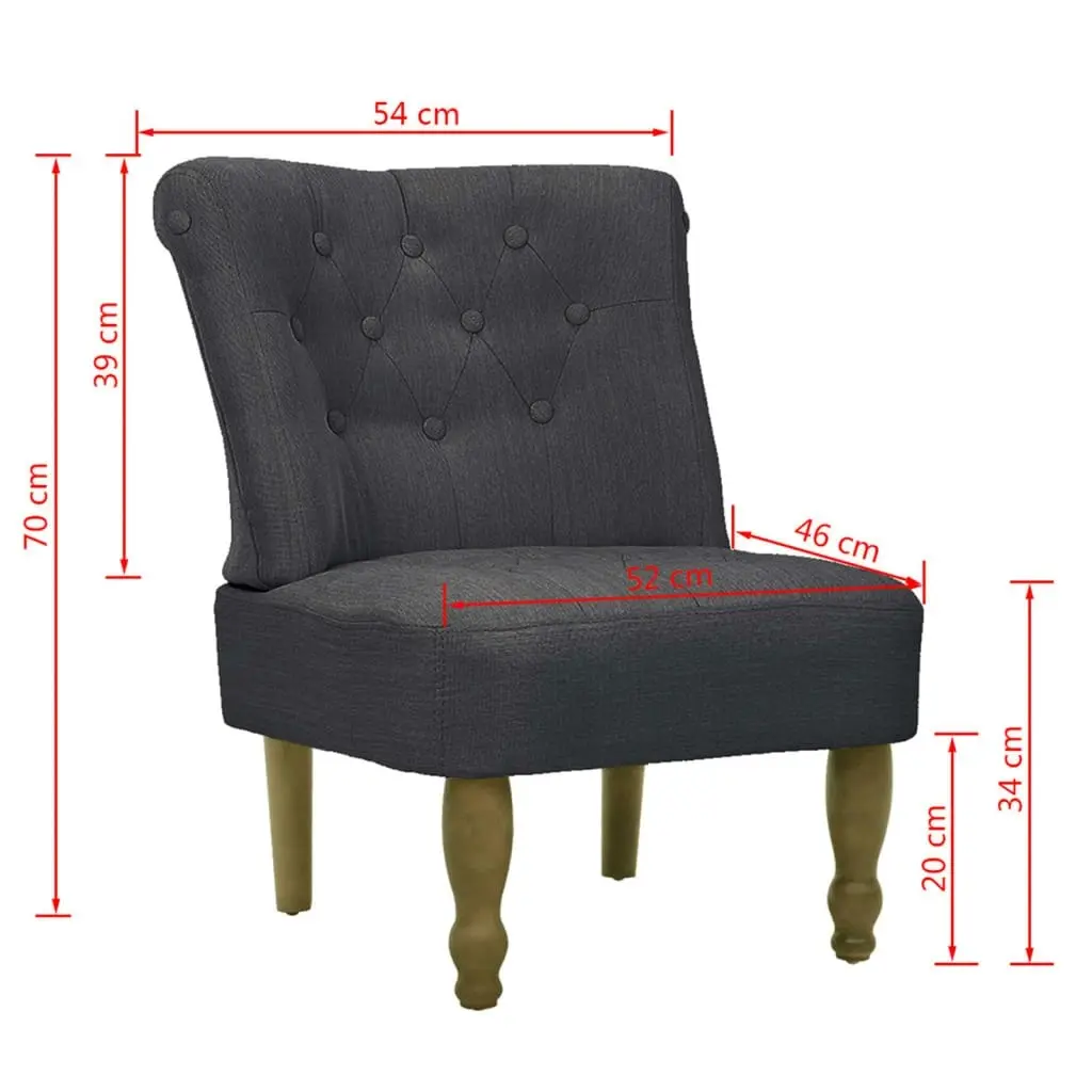 French Chairs 2 pcs Grey Fabric 240289