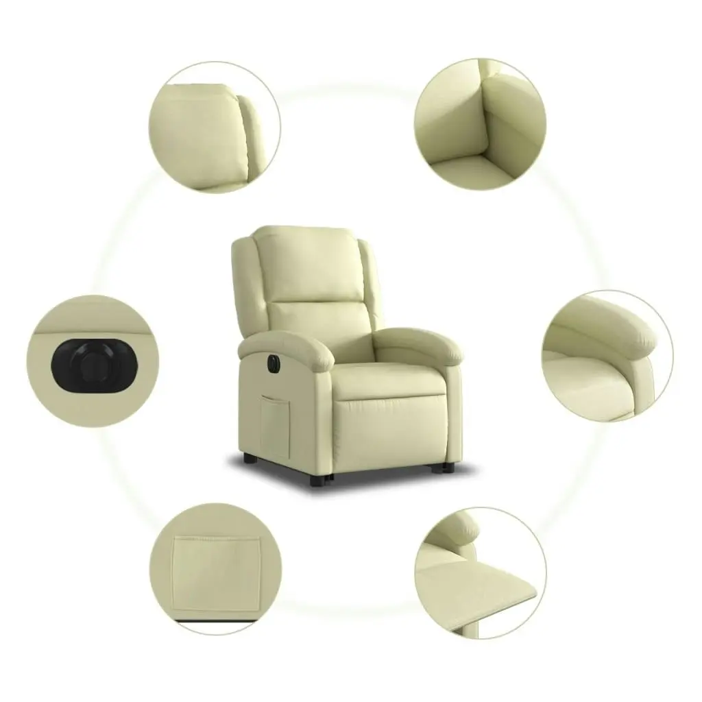 Electric Stand up Recliner Chair Cream Real Leather 3205487