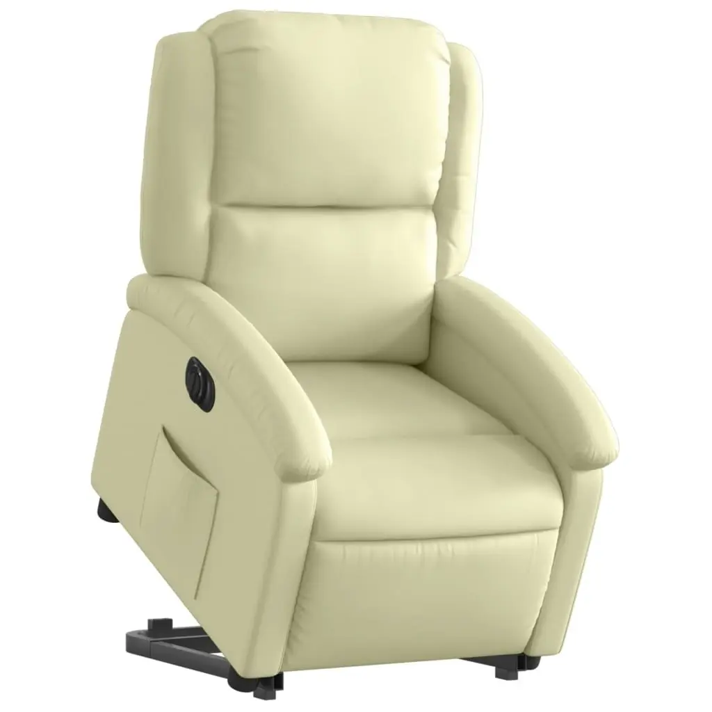 Electric Stand up Recliner Chair Cream Real Leather 3205487