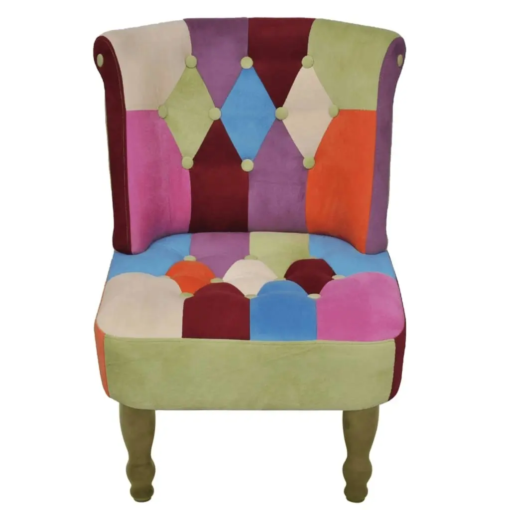 French Chair with Patchwork Design Fabric 240809