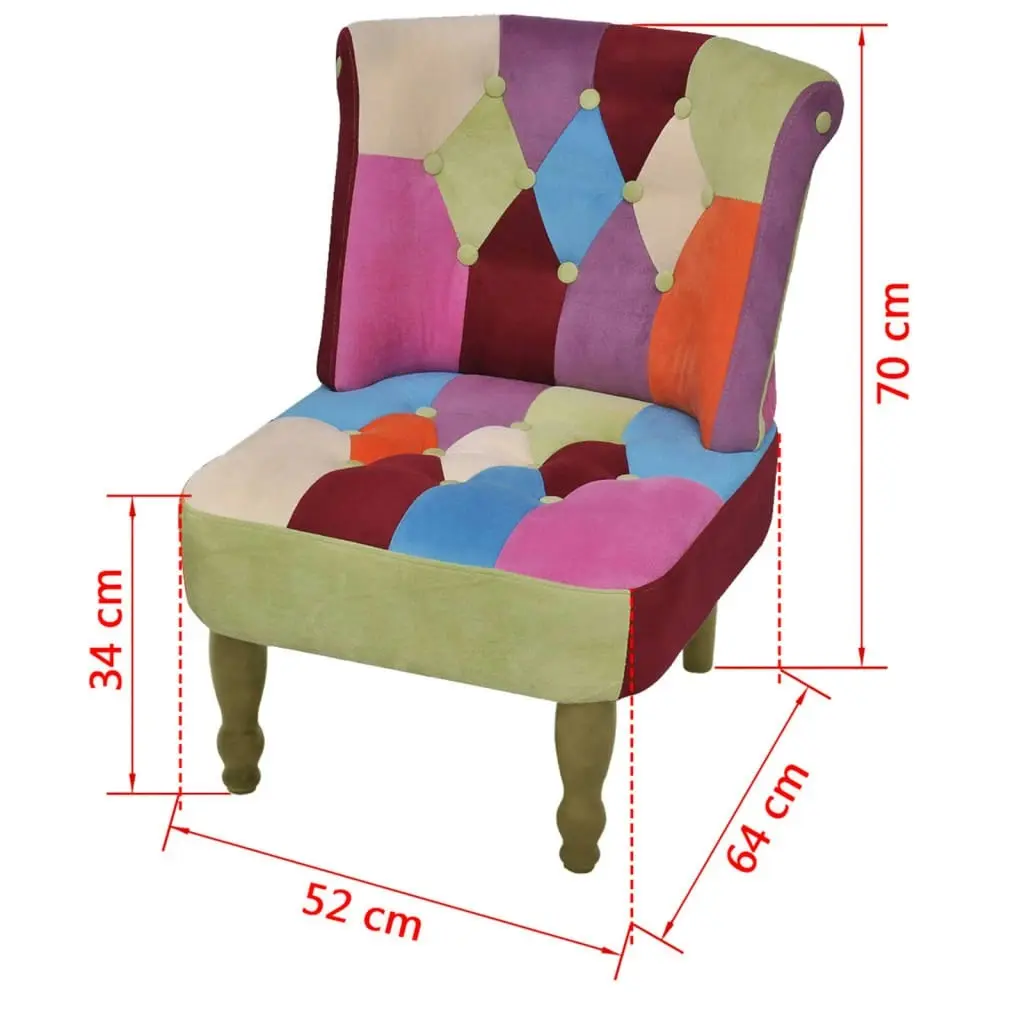 French Chair with Patchwork Design Fabric 240809