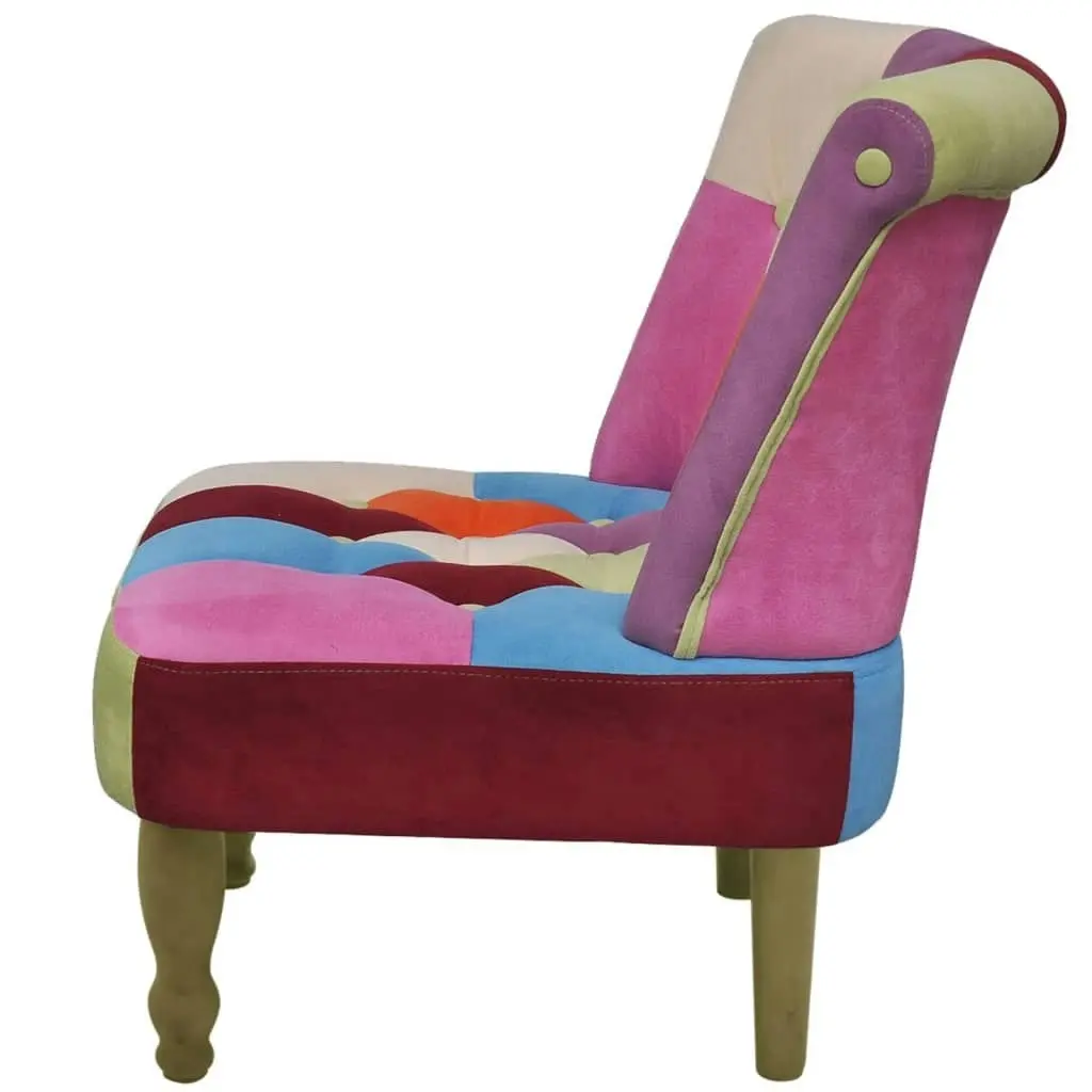 French Chair with Patchwork Design Fabric 240809