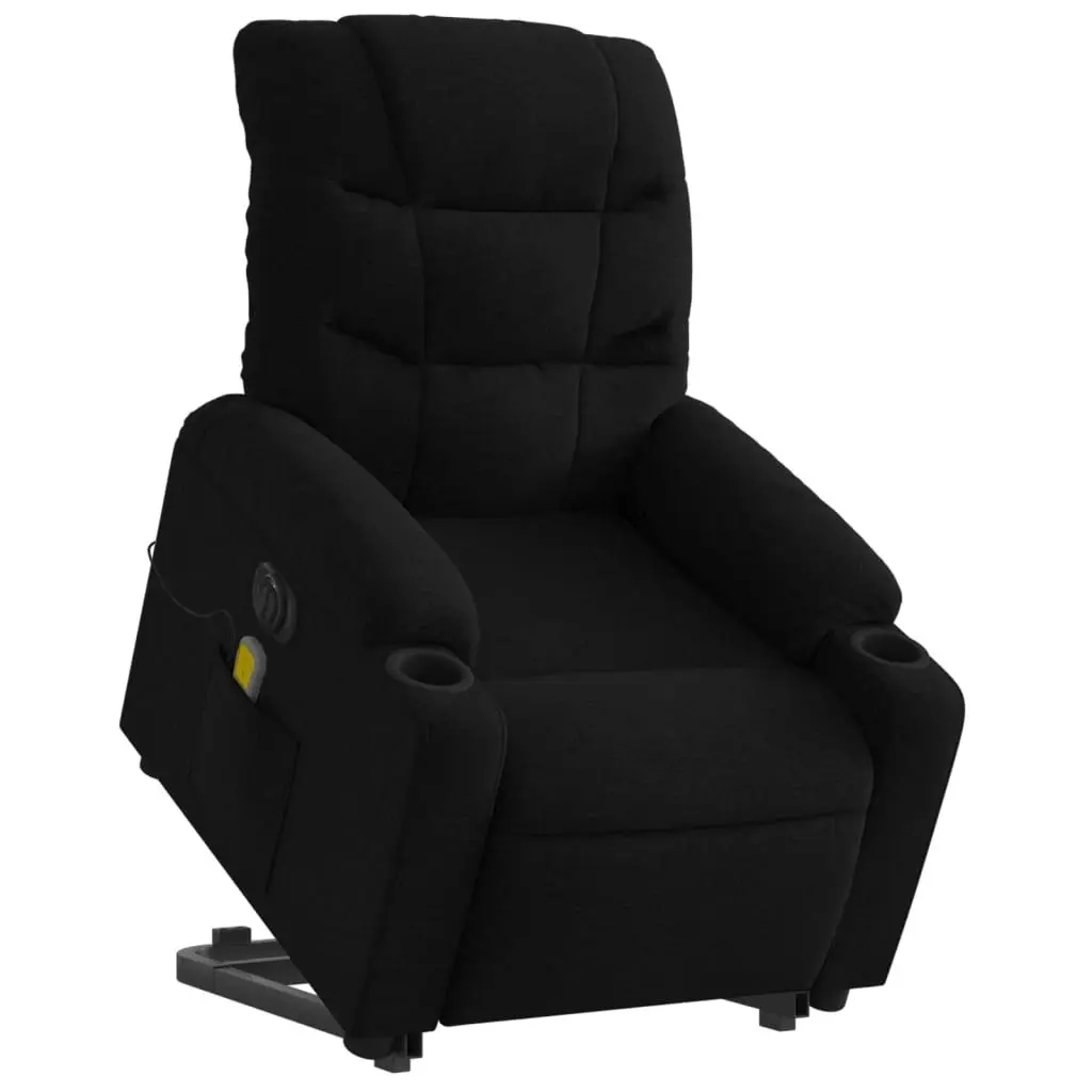 Electric Stand up Massage Recliner Chair Black Fabric 3206862