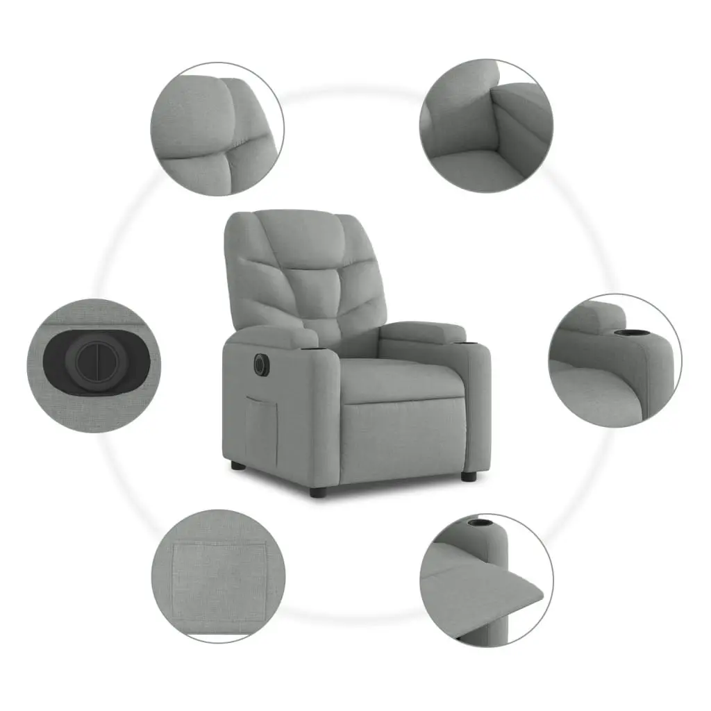 Electric Stand up Recliner Chair Light Grey Fabric 3205632