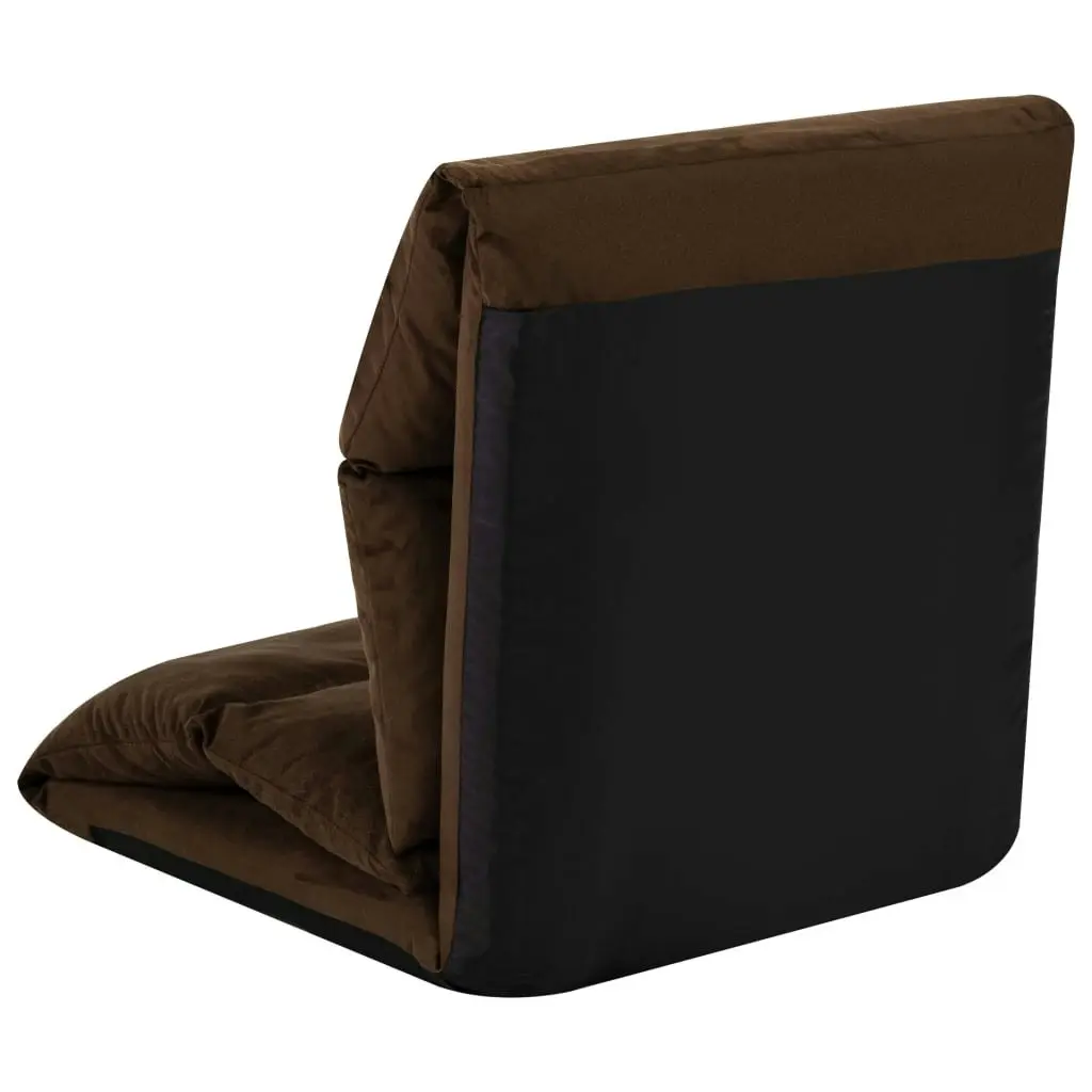 Folding Floor Chair Brown Microfibre 325258