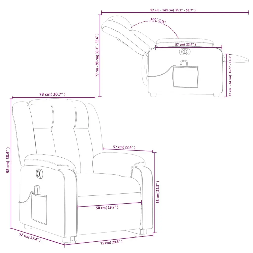 Electric Stand up Massage Recliner Chair Dark Grey Fabric 3205801