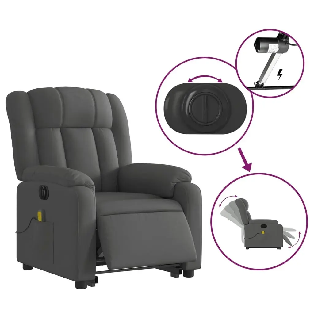 Electric Stand up Massage Recliner Chair Dark Grey Fabric 3205801