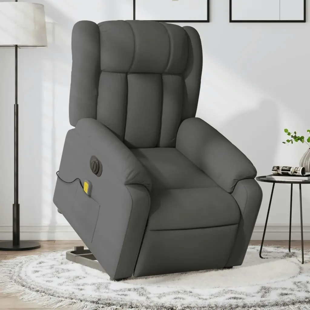 Electric Stand up Massage Recliner Chair Dark Grey Fabric 3205801