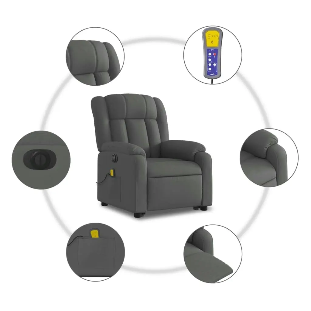 Electric Stand up Massage Recliner Chair Dark Grey Fabric 3205801