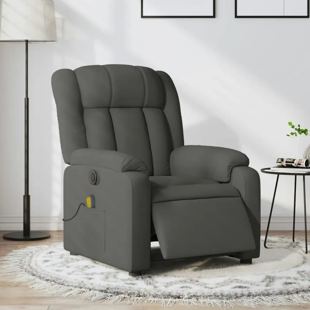 Electric Massage Recliner Chair Dark Grey Fabric 3205785