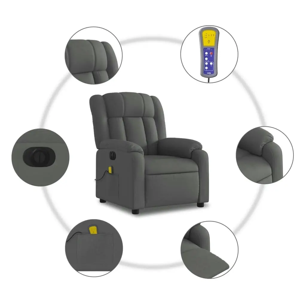 Electric Massage Recliner Chair Dark Grey Fabric 3205785