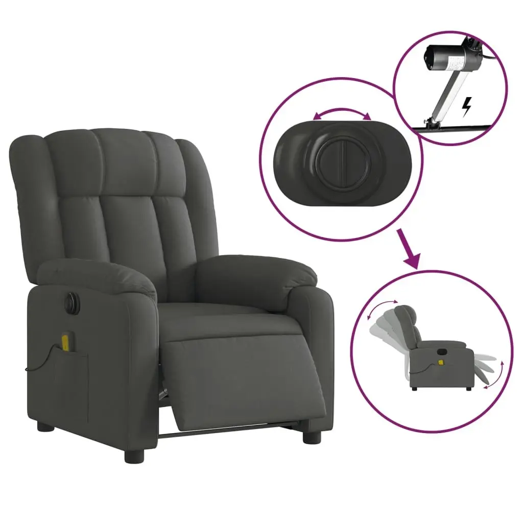 Electric Massage Recliner Chair Dark Grey Fabric 3205785