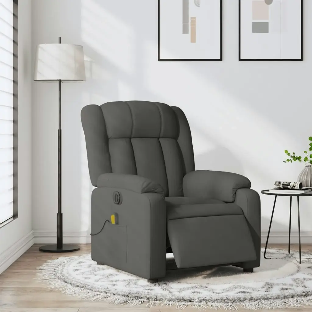 Electric Massage Recliner Chair Dark Grey Fabric 3205785